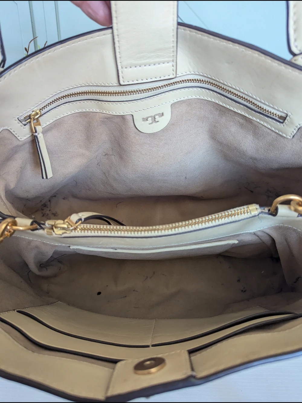 Tory Burch Cream Leather Shoulder Bag